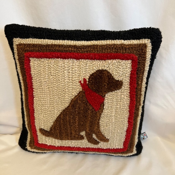 Chandler 4 Corners "Chocolate Lab" Hooked Wool Throw Pillow-Laura Megroz-18 x 18 - Picture 9 of 11